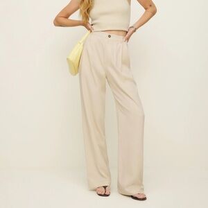 Reformation Cream Wide-Leg Pants